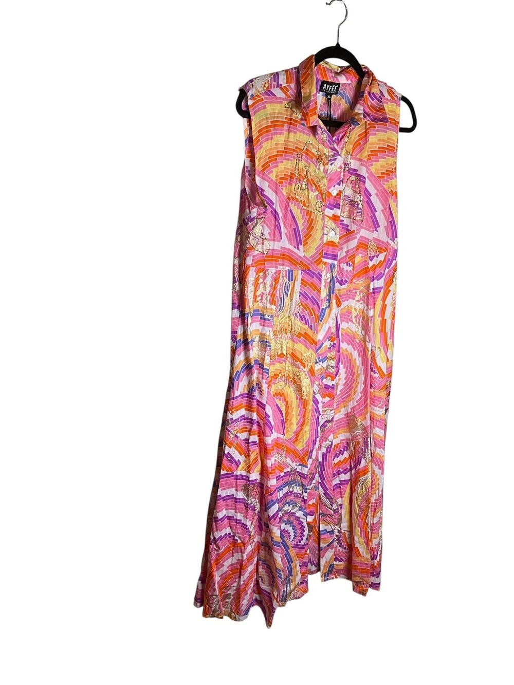AYFEE Florence Shirt Dress Women's XL Cotton Embroidered Button Front *nEW*